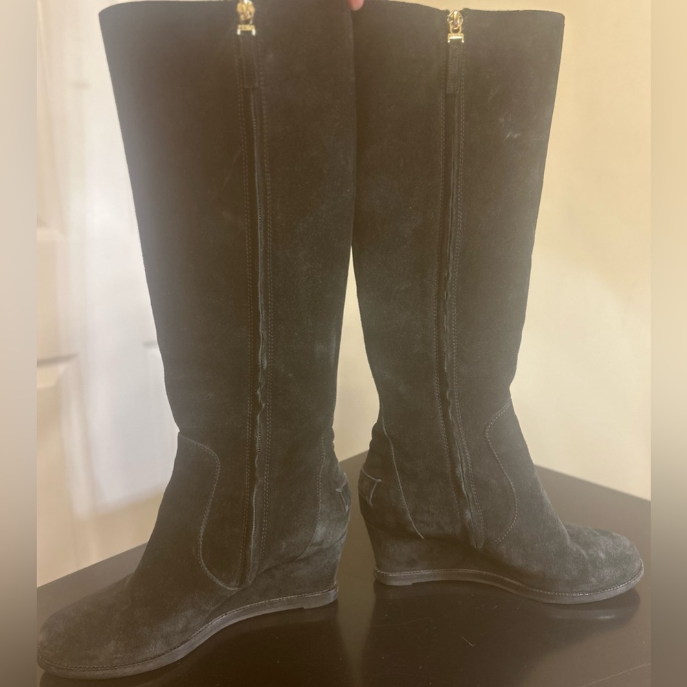 *SOLD*Authentic Fendi Black Suede Cathy Tall Wedge Boots - Picture 4 of 15